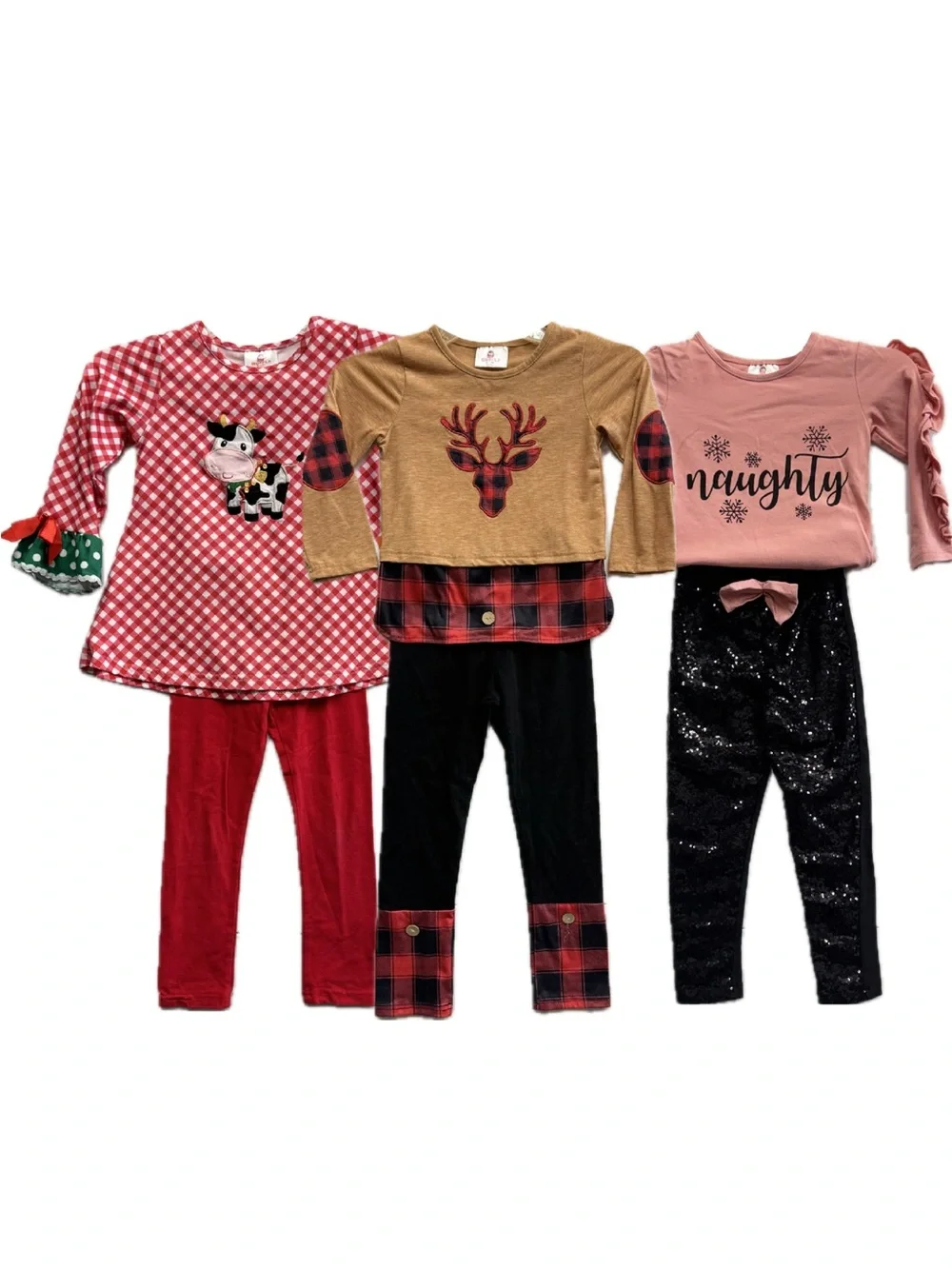 Ruffle Girl Christmas Shirt & Pants Outfit Bundle Size 6